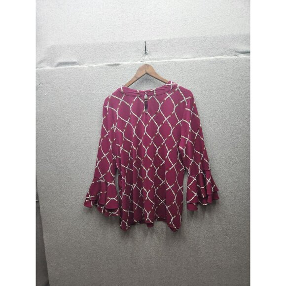 Charter Club Pink Diamond Print Blouse Womens XL Polyester & Spandex Made In Ind - Picture 4 of 4